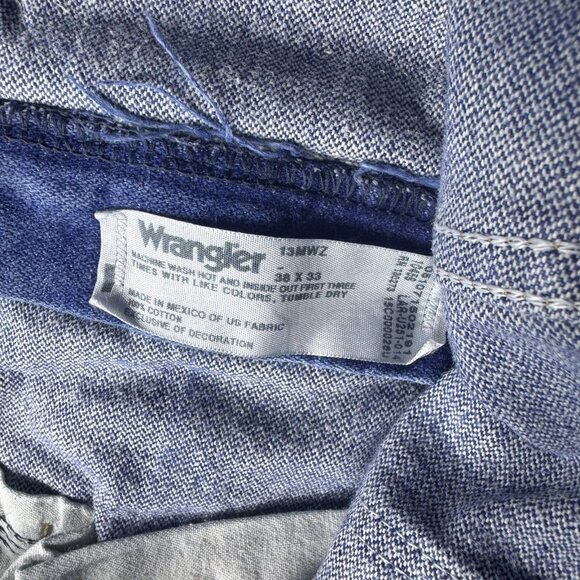 Wrangler Men's Straight Leg Jeans Blue Denim Faded Flat Front 5-Pocket 38x33 - Picture 16 of 16